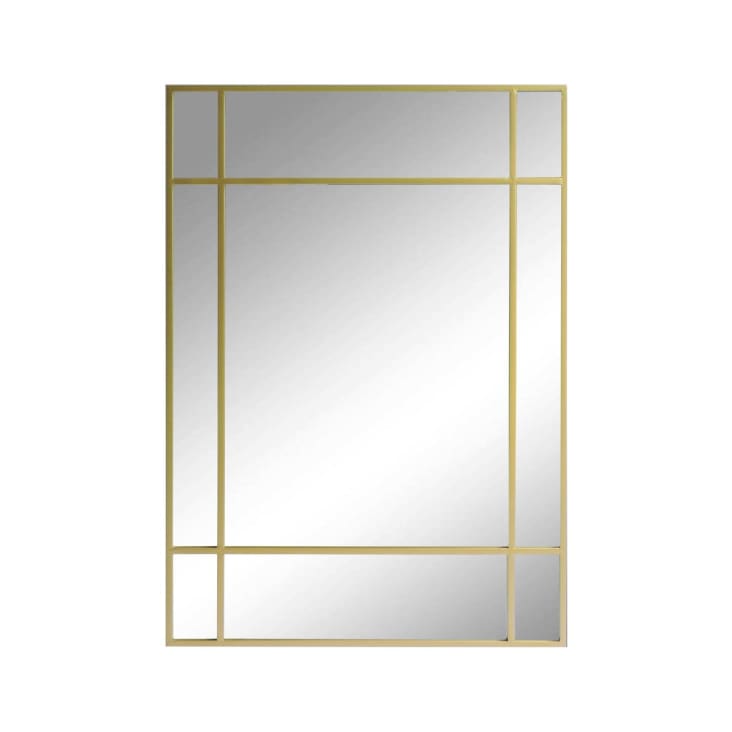 Miroir Art Déco rectangulaire en métal doré 130 x 90 cm WALLIS | Maisons du Monde