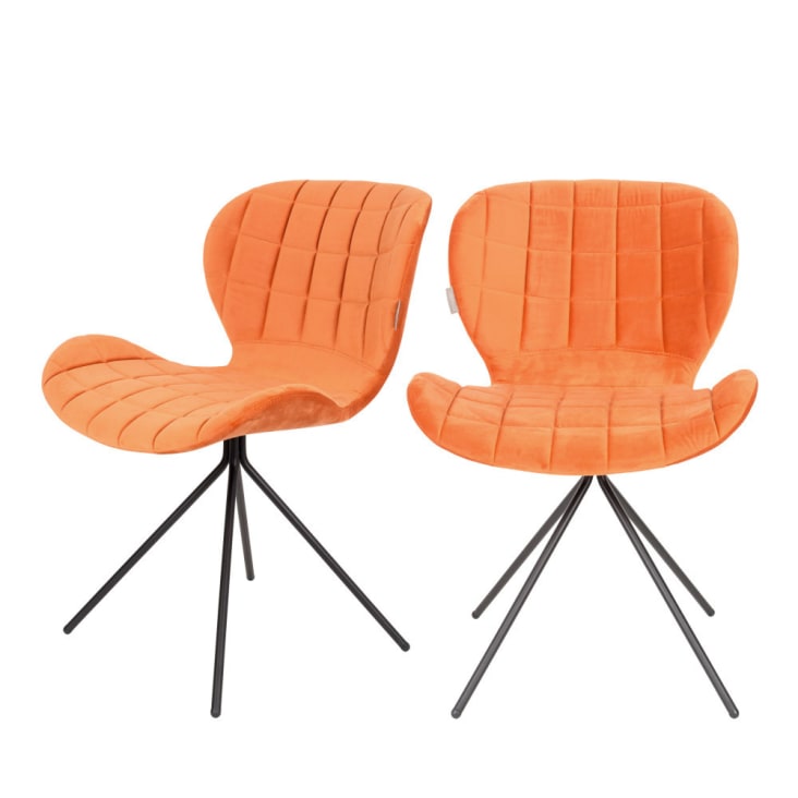 2 chaises velours orange-OMG