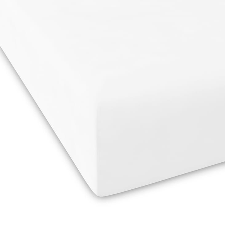 Drap housse en coton blanc 160x200-PURE DH