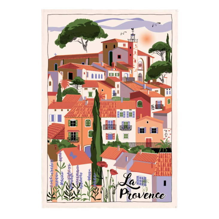 Torchon village provence en coton ecru 48 x 72-Provence - cote d'azur