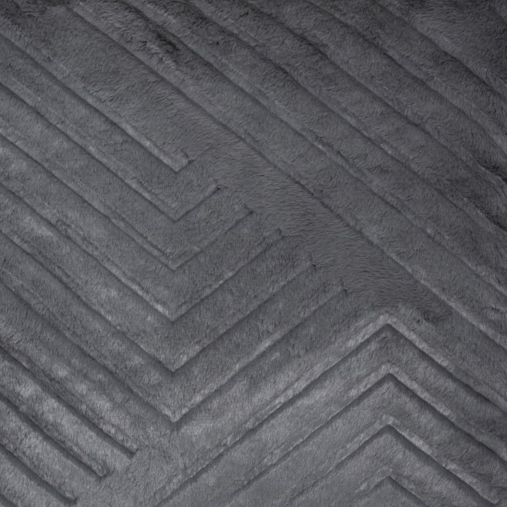 Coussin déhoussable  - effet imitation fourrure polyester gris clair cropped-3