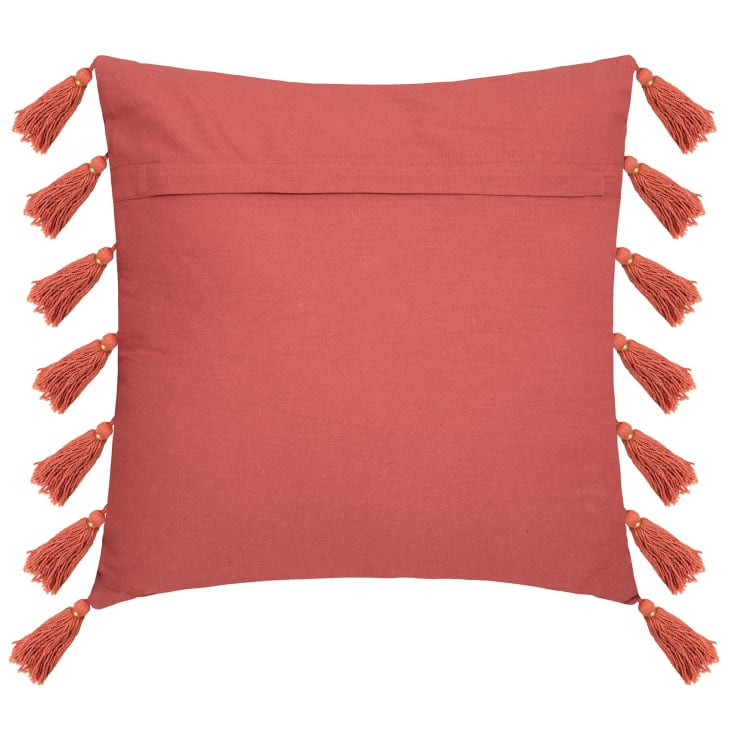 Coussin gypsy avec pompons coton terracotta 50x50 cm cropped-2