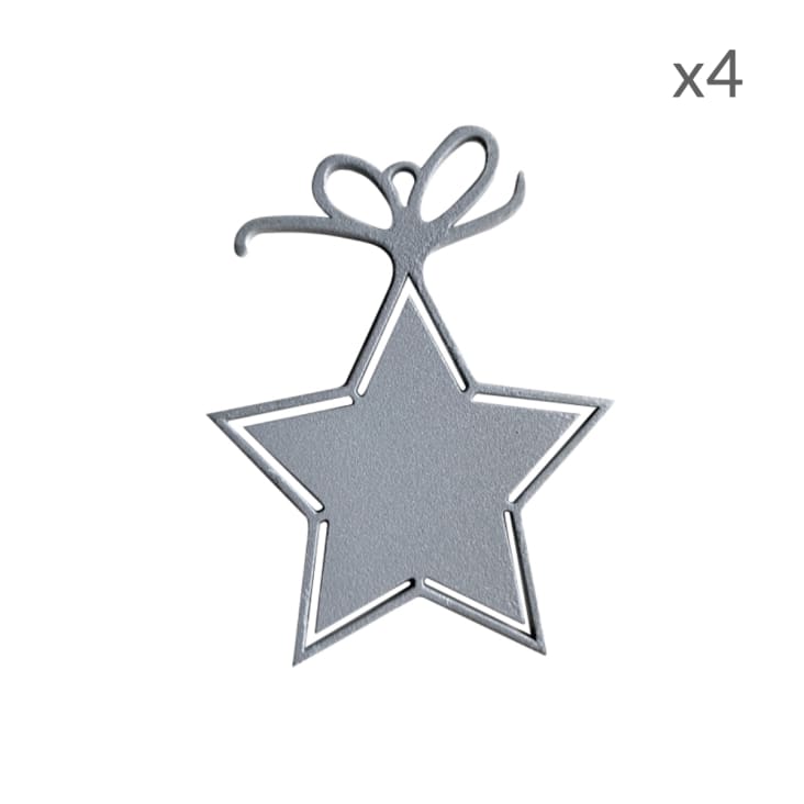 Suspensions de Noël forme étoile en aluminium argent H9cm Lot de 4-COLLECTION NOËL