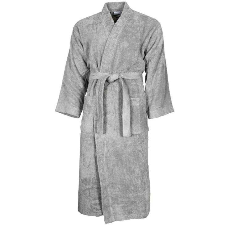 Peignoir col kimono en coton  Gris Perle M-Luxury