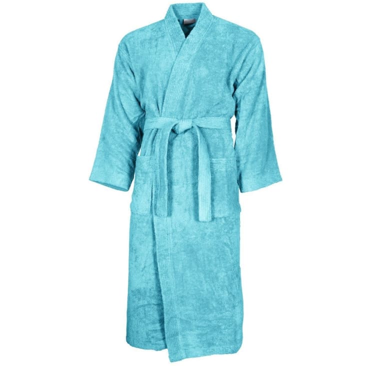 Peignoir col kimono en coton  Bleu Turquoise XL-Luxury