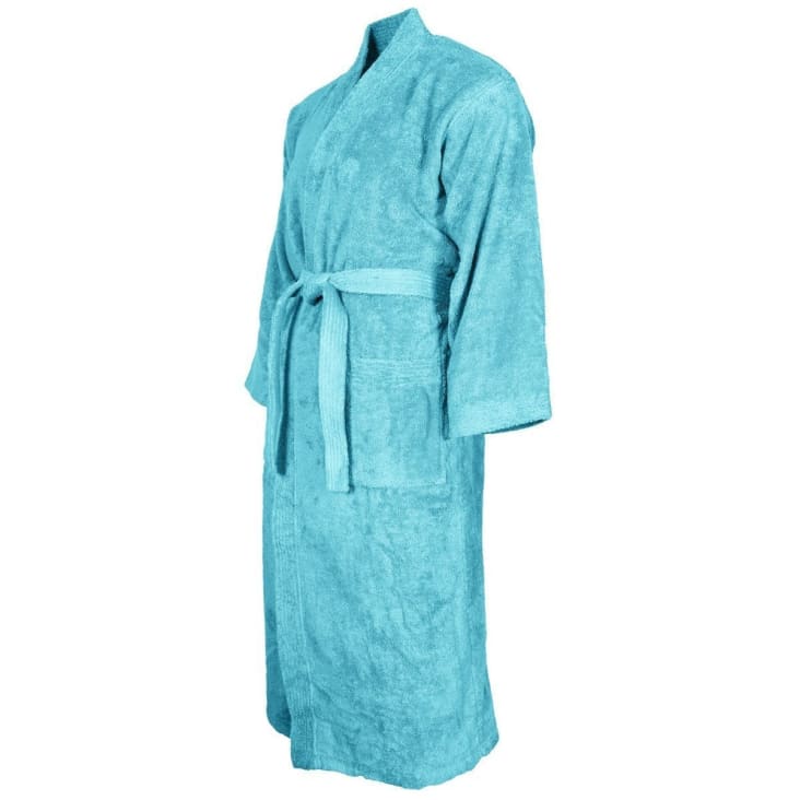 Peignoir col kimono en coton  Bleu Turquoise XL-Luxury cropped-2