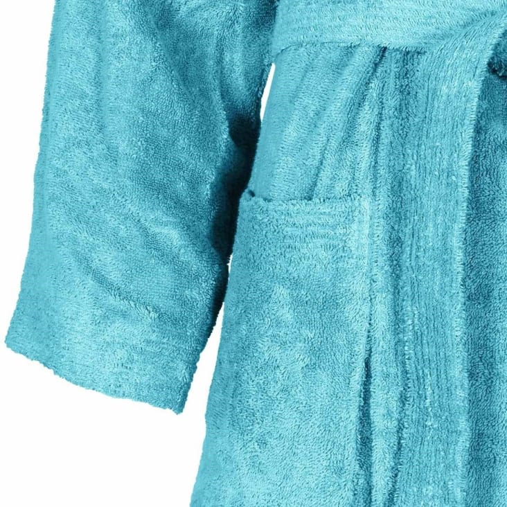Peignoir col kimono en coton  Bleu Turquoise XL-Luxury cropped-5
