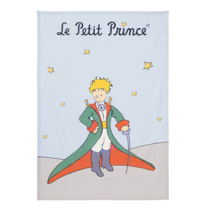 Torchon imprimé en coton Bleu 50x50-Le petit prince