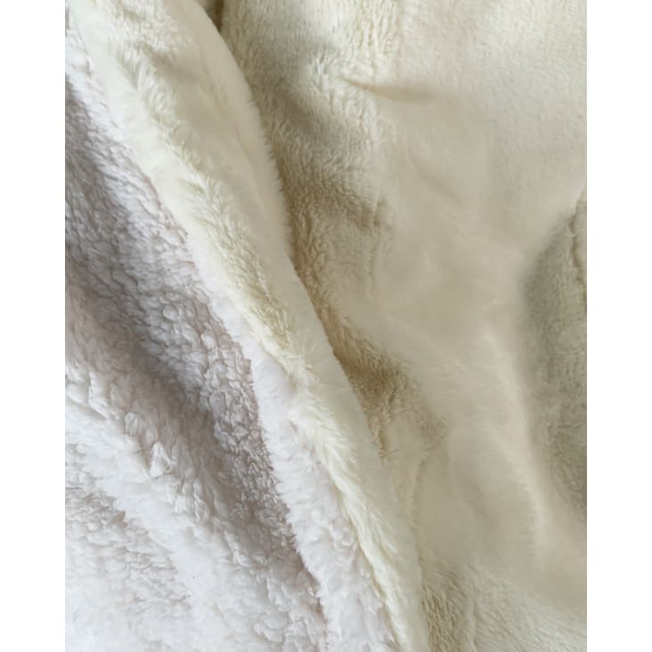 Plaid polaire doublé imitation "Lapin" off white 130x170cm cropped-2
