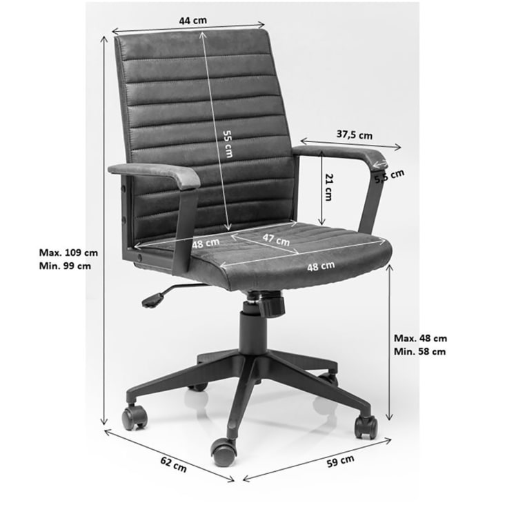 Chaise de bureau pivotante réglable à roulettes noire-Labora cropped-4
