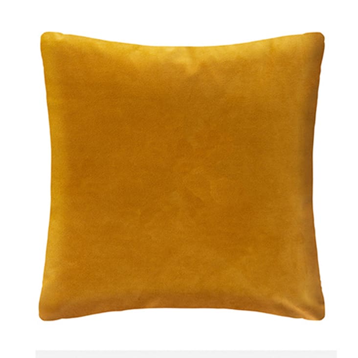 Coussin aux feuillages tropicaux or velours ocre 40 x 40 cropped-2