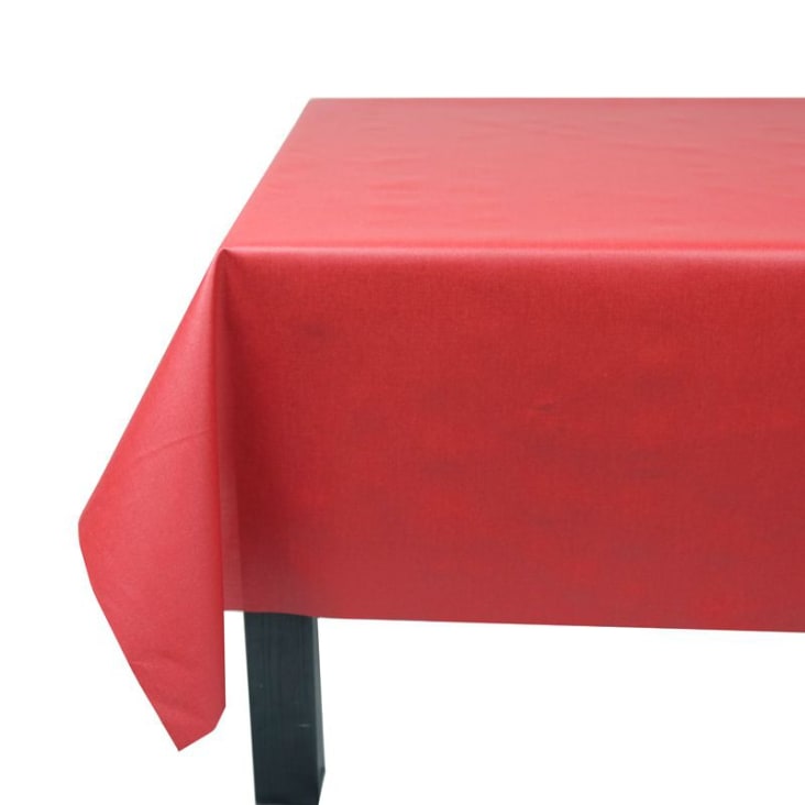Nappe en coton enduit rouge rectangle 160 x 240 cm-Uni cropped-2