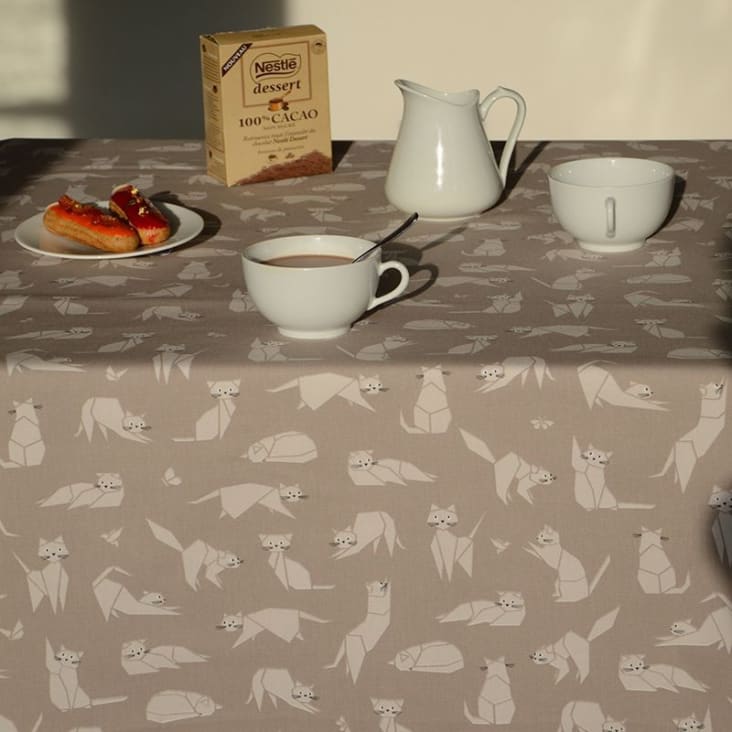 Nappe enduite ovale 160 x 240 cm taupe-Chat