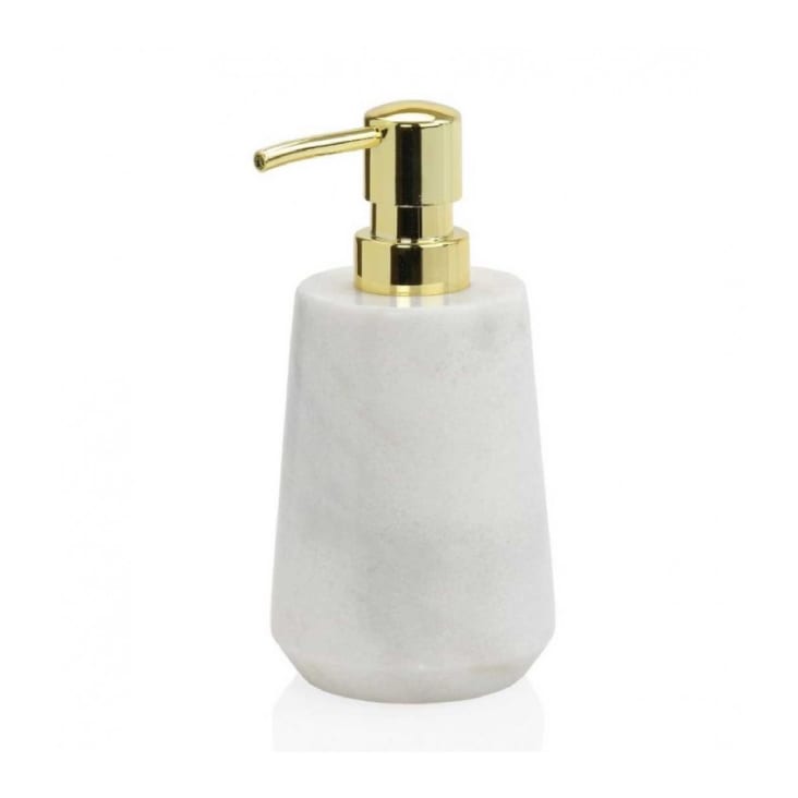 Distributeur de savon en marbre blanc et bec doré-MARBRE
