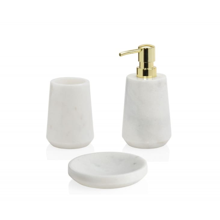 Distributeur de savon en marbre blanc et bec doré-MARBRE cropped-2