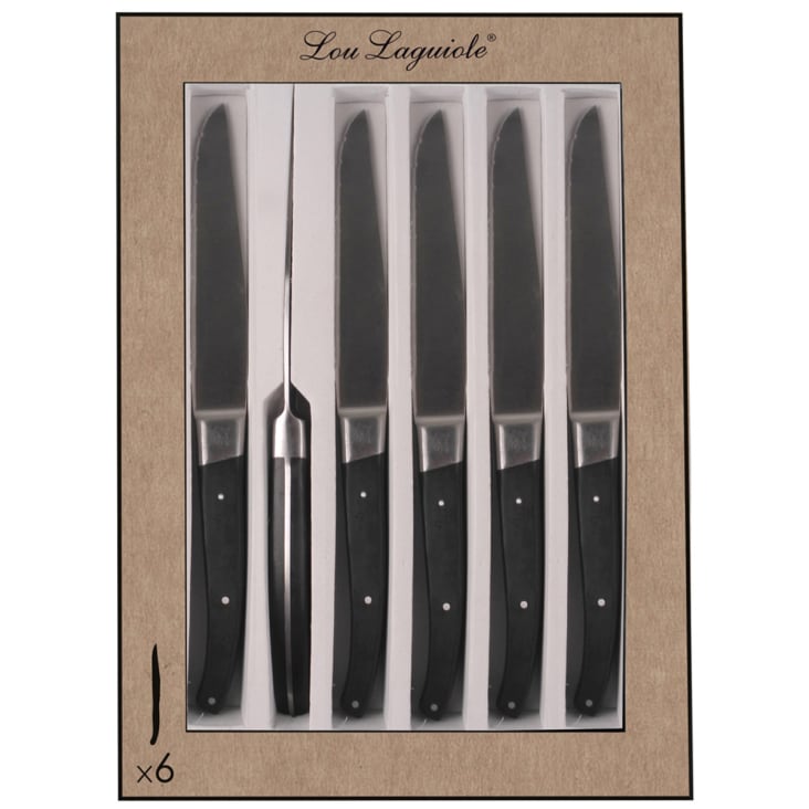 LOU Laguiole Coffret Palette de 4 Couteaux à Steak Manche BOIS