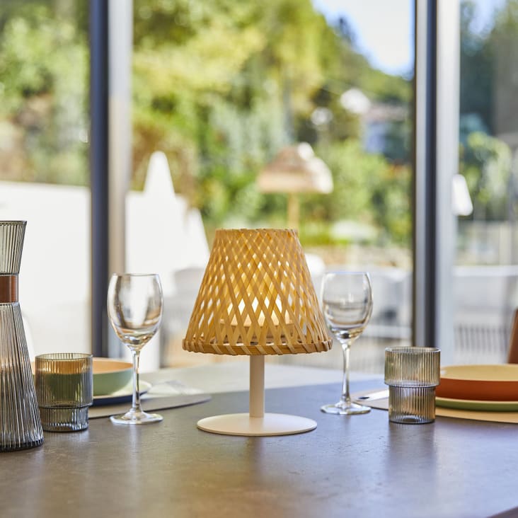 Lampe de table sans fil LED Bambou Beige H26CM Ibiza