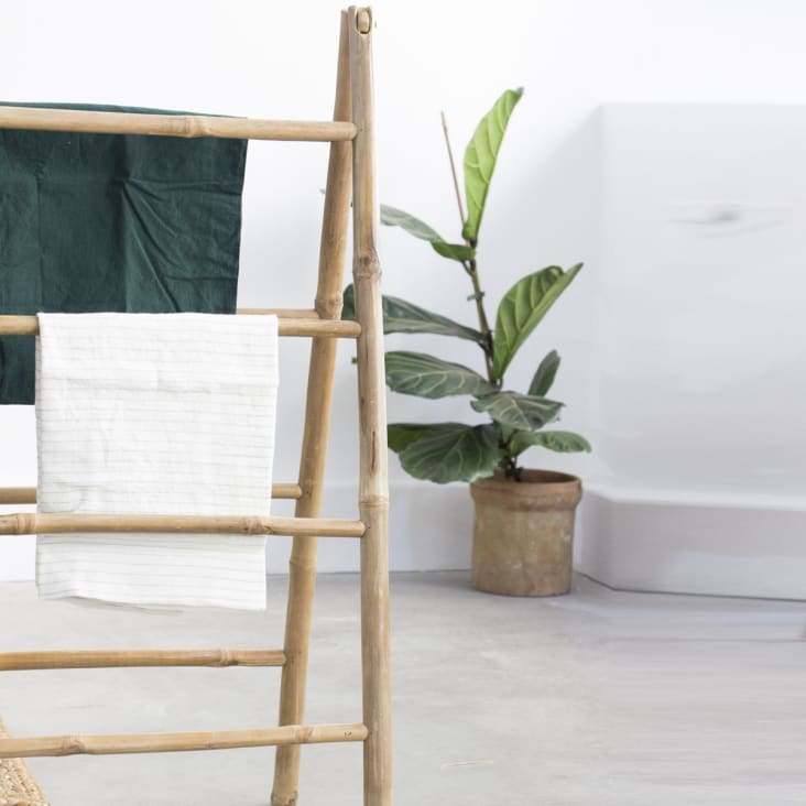 Escalera toallero bambú blanco