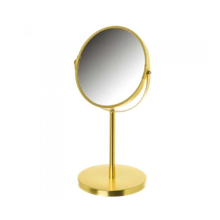 Miroir grossissant x2 en métal doré D18,5 DOUBLE FACE | Maisons du Monde