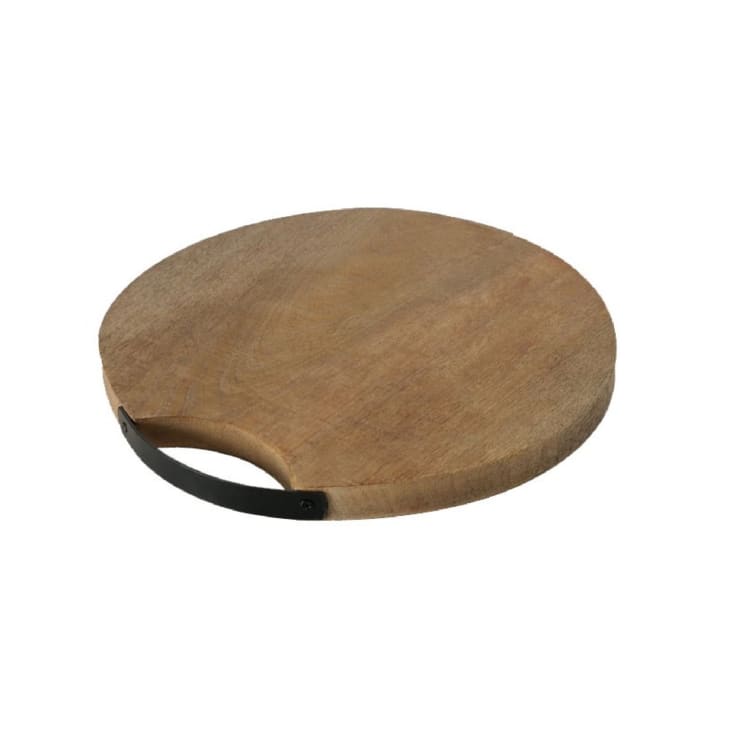 Planche à découper ronde en bois et métal noir D33cm-MANGUIER