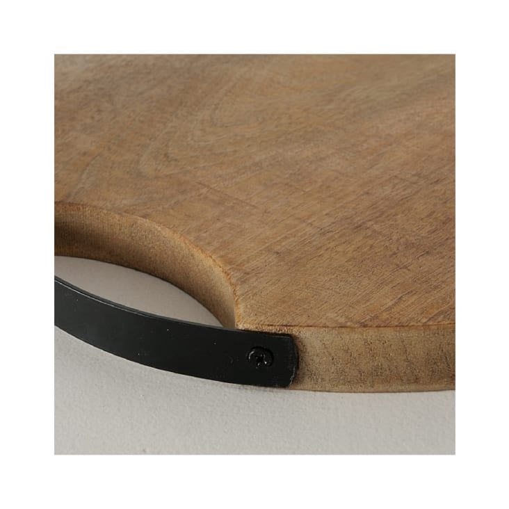 Planche à découper ronde en bois et métal noir D33cm-MANGUIER cropped-2