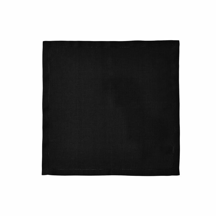 Serviette de table en lin noir 50x50-FLORENCE