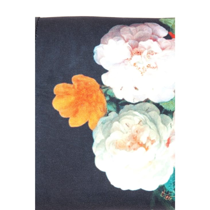 Banc 1 place velours noir imprimés fleurs et hêtre massif-Wing cropped-4