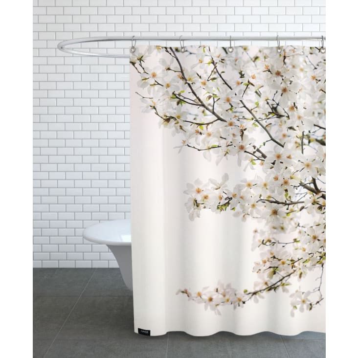Rideau de douche en polyester en blanc & blanc ivoire 150x200