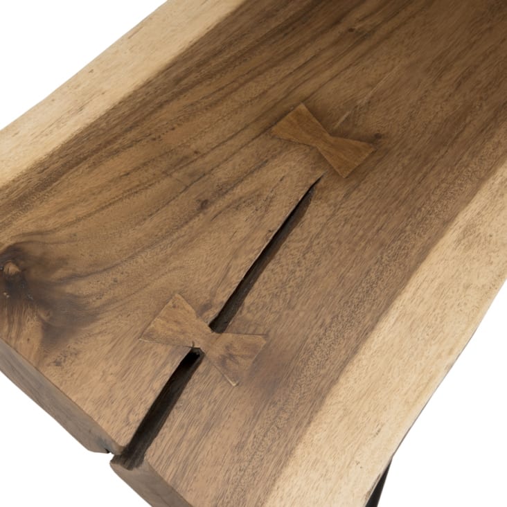 Banco en madera maciza de Mungur con patas de acero