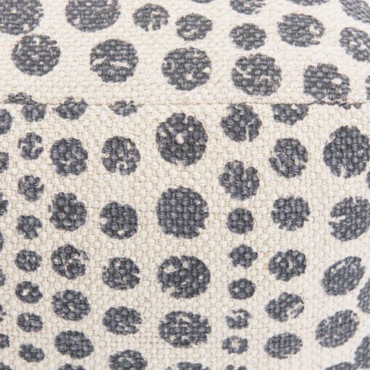 Puf cuadrado de tela algodón con estampado de lunares gris Charles