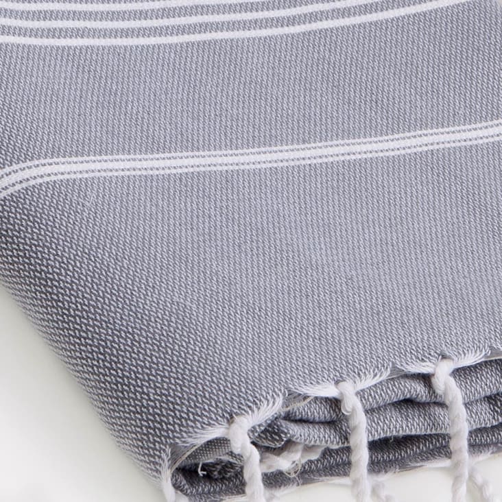 Fouta coton  100x200 gris moyen-Mykonos cropped-3