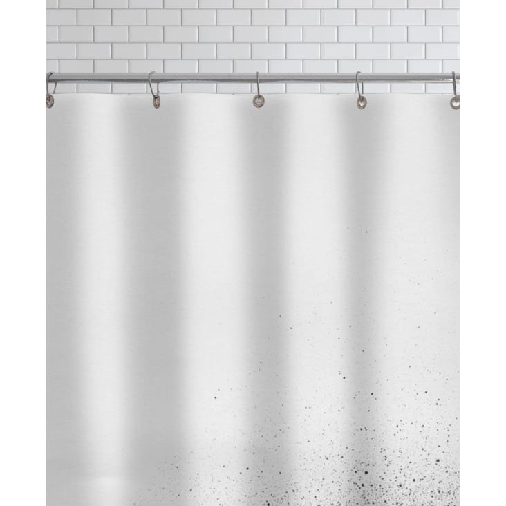 Rideau de douche en polyester en blanc & gris 150x200 Black 00