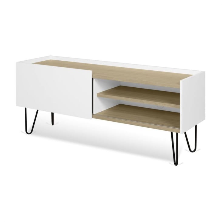 Mueble tv chapa madera natural y blanco - Comprar muebles tv