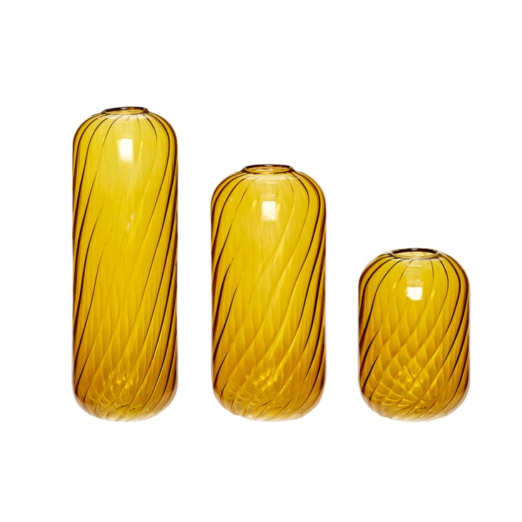 Set de 3 Vase en verre ambre-Fleur