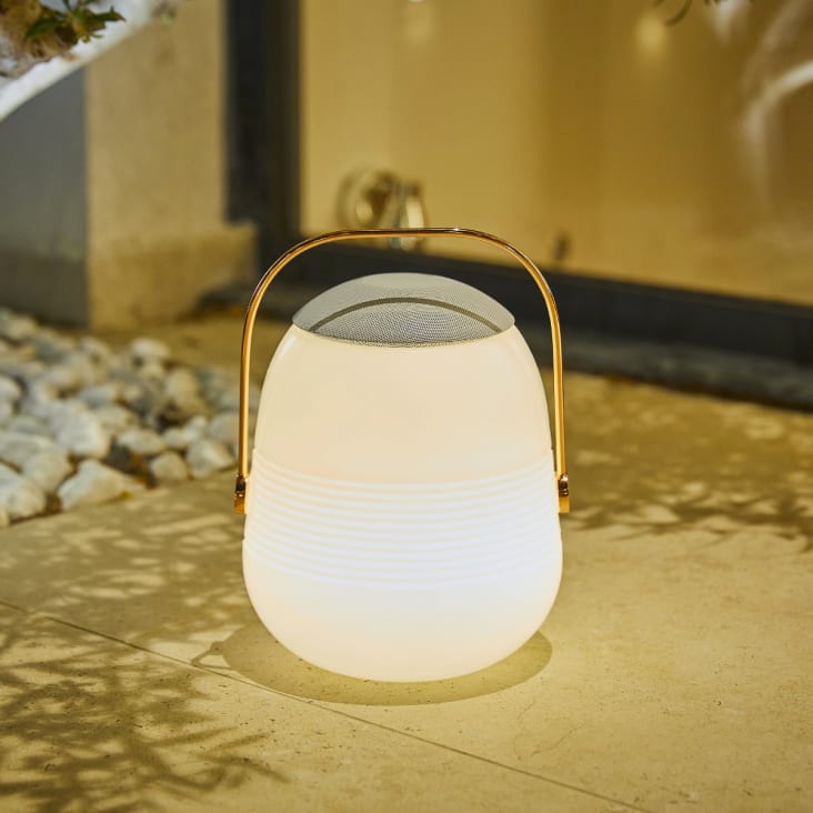 Lampe sur pied d'extérieur Solaire avec LED Couleurs et Enceinte