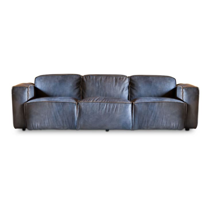 3 Sitzer Sofa Aus Leder Grau