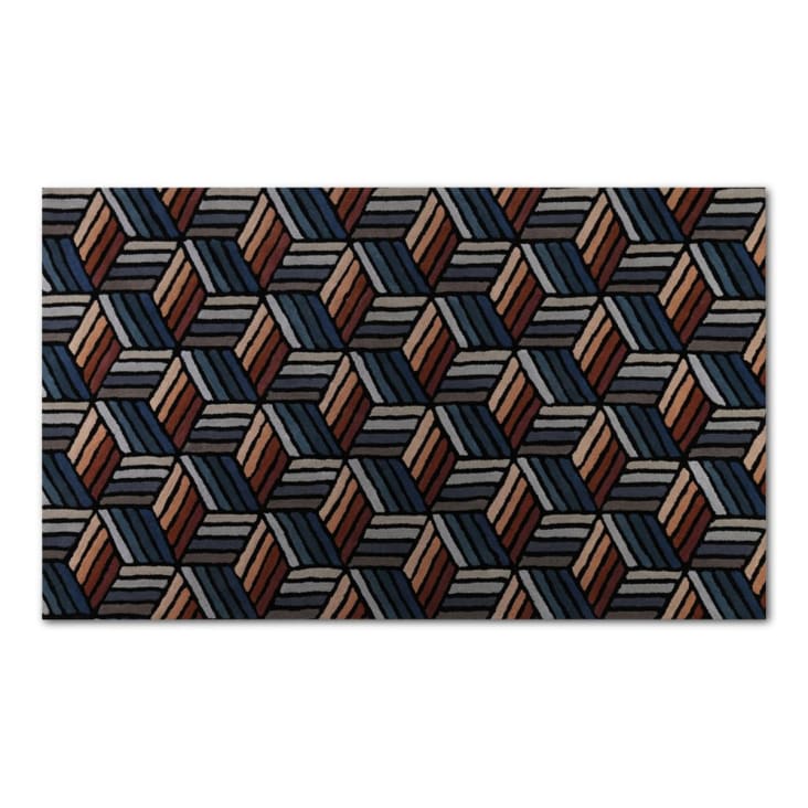 Tapis 160 x 230 cm avec motifs géométriques triangles roses Valdeano