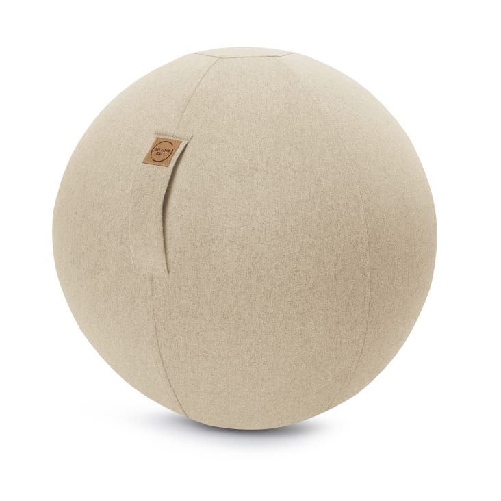 Balle d'assise aspect feutrine beige avec poignée polyester D65-Felt
