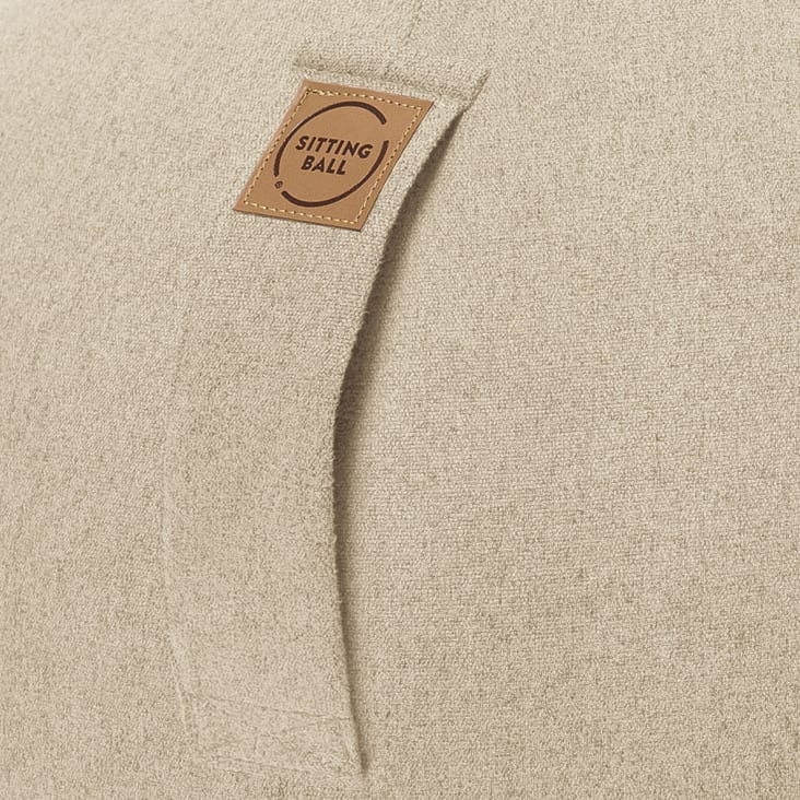 Balle d'assise aspect feutrine beige avec poignée polyester D65-Felt cropped-3