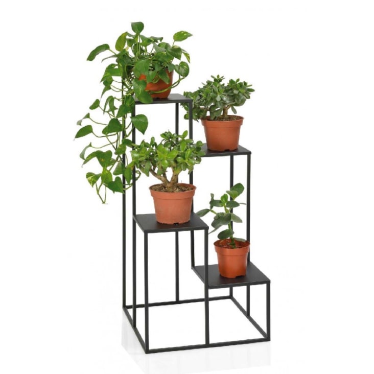 Support pots plantes étagère en métal noir H77cm