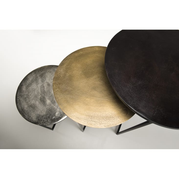 3 tables gigognes rondes aluminium noir doré argenté métal noir D60-Jonas cropped-4