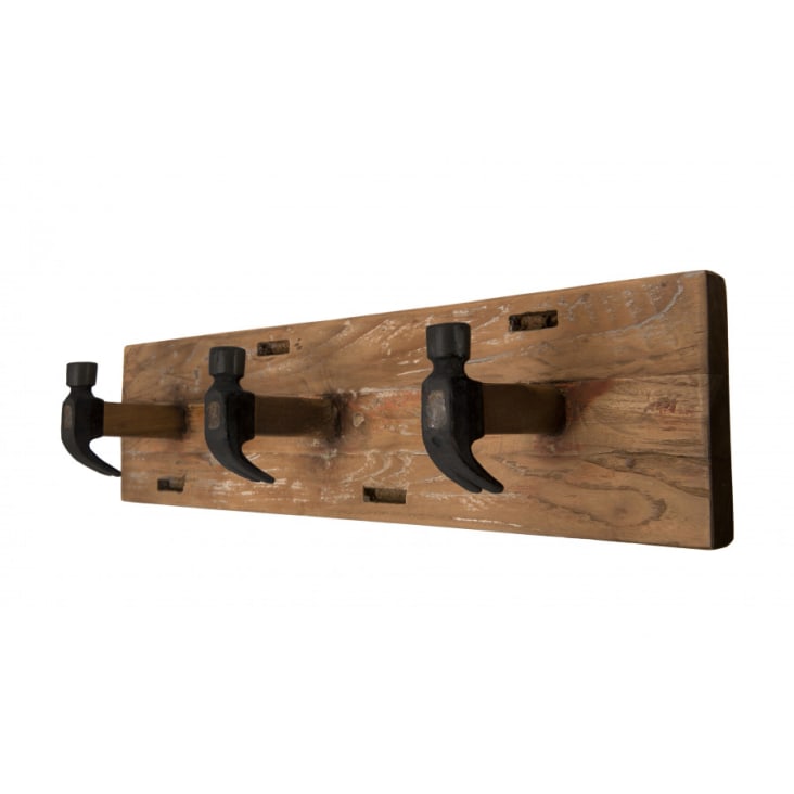 Colgador de pared de madera reciclada con gancho en metal Holin