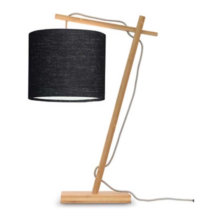 Lampe de table bambou/lin noir H46cm-ANDES