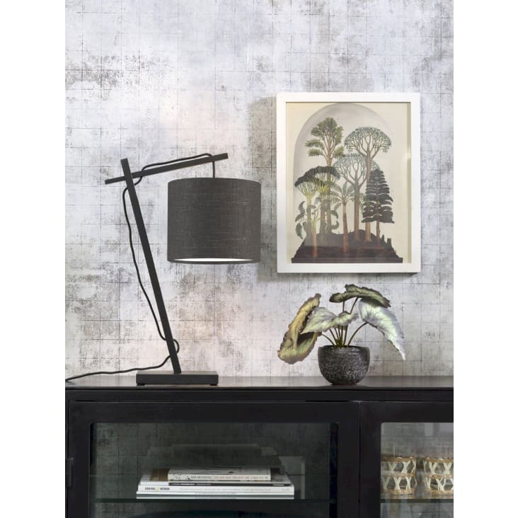 Lampe de table bambou noir/lin H46cm-Andes cropped-2