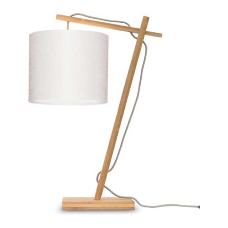 Lampe de table bambou/lin blanc H46cm-ANDES
