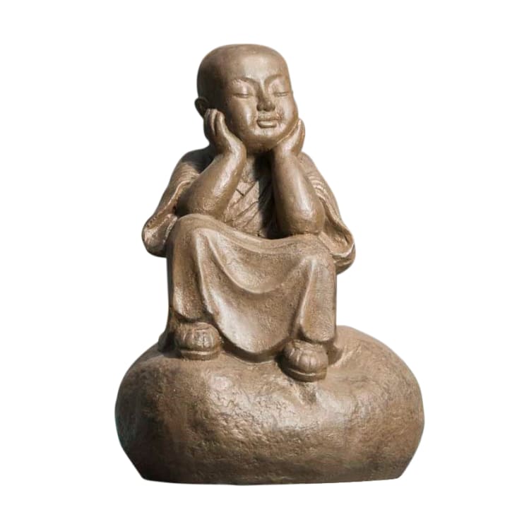 Statue moine Shaolin pensif brun H80 cm