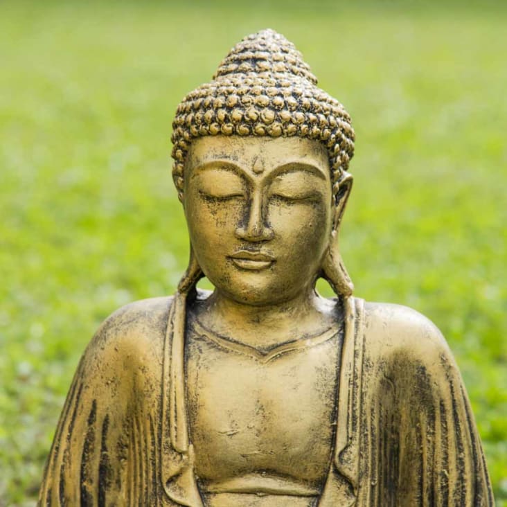 Cabeza Buda decorativa magnesia negra para jardín o interior