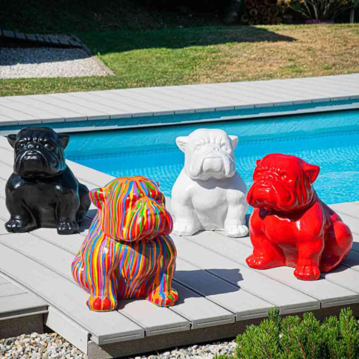 Plateau De Rangement Avec Statue De Bouledogue - Résine Et Acier Inox | Déco Et Organisateur