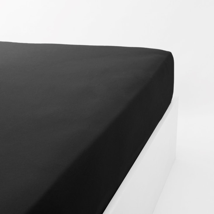 Drap housse en Coton Noir 180x200 cm PRESTIGE