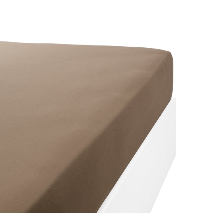 Drap-housse jersey pour lit double, 100% coton, beige, 160 x 200 cm